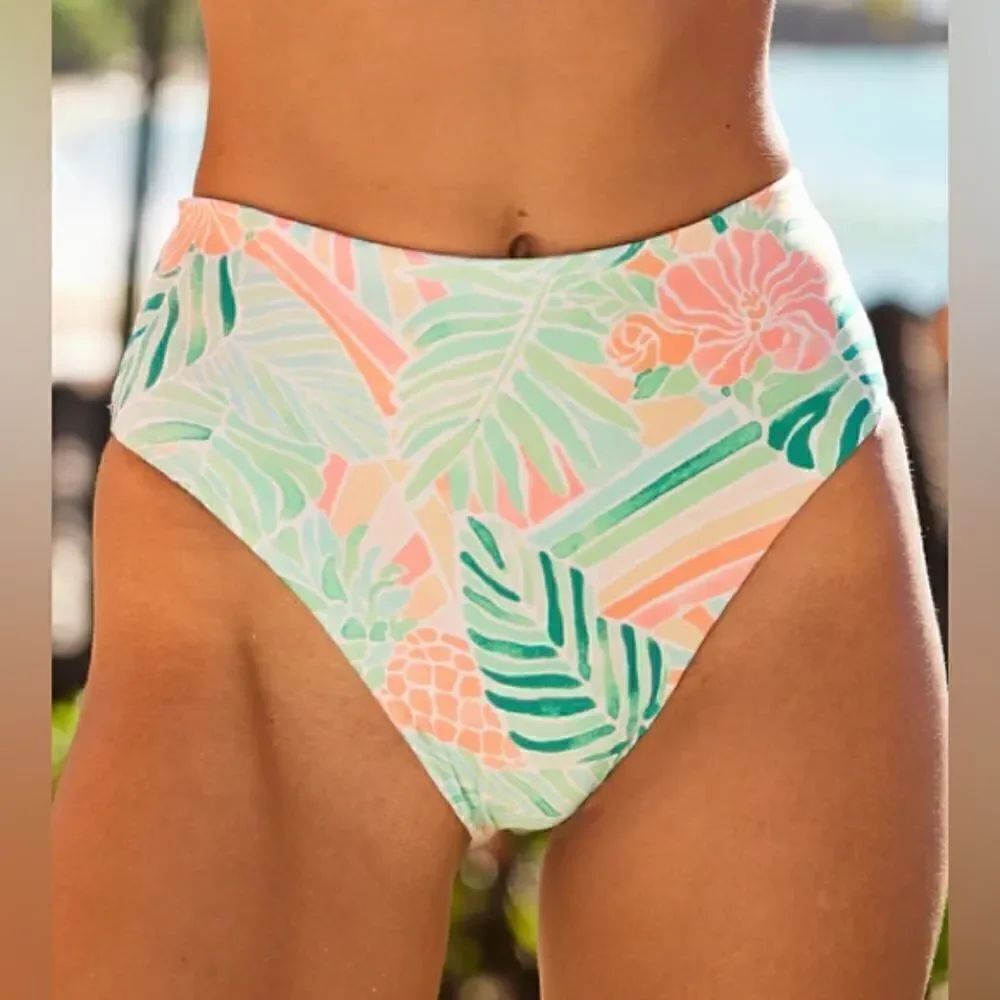 NWOT Kenny Flowers High Waist Bikini Bottoms The Hawaiian Print size XS